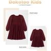 imageGirls Fall Long Sleeve Knit Dresses Casual Crewneck Swiss Dot Aline Dress 615 YearsRed