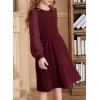 imageGirls Fall Long Sleeve Knit Dresses Casual Crewneck Swiss Dot Aline Dress 615 YearsRed