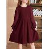 imageGirls Fall Long Sleeve Knit Dresses Casual Crewneck Swiss Dot Aline Dress 615 YearsRed