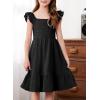 imageGirls Summer Dresses Cute Double Layer Ruffle Sleeve Smocked Flowy Dress 615 YearsBlack