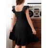 imageGirls Summer Dresses Cute Double Layer Ruffle Sleeve Smocked Flowy Dress 615 YearsBlack