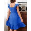 imageGirls Summer Dresses Cute Double Layer Ruffle Sleeve Smocked Flowy Dress 615 YearsBlue