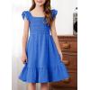 imageGirls Summer Dresses Cute Double Layer Ruffle Sleeve Smocked Flowy Dress 615 YearsBlue