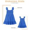 imageGirls Summer Dresses Cute Double Layer Ruffle Sleeve Smocked Flowy Dress 615 YearsBlue