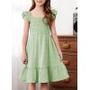 imageGirls Summer Dresses Cute Double Layer Ruffle Sleeve Smocked Flowy Dress 615 YearsGreen