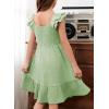 imageGirls Summer Dresses Cute Double Layer Ruffle Sleeve Smocked Flowy Dress 615 YearsGreen