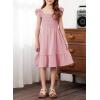 imageGirls Summer Dresses Cute Double Layer Ruffle Sleeve Smocked Flowy Dress 615 YearsPink