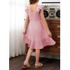 imageGirls Summer Dresses Cute Double Layer Ruffle Sleeve Smocked Flowy Dress 615 YearsPink