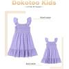 imageGirls Summer Dresses Cute Double Layer Ruffle Sleeve Smocked Flowy Dress 615 YearsPurple