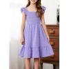 imageGirls Summer Dresses Cute Double Layer Ruffle Sleeve Smocked Flowy Dress 615 YearsPurple