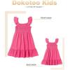 imageGirls Summer Dresses Cute Double Layer Ruffle Sleeve Smocked Flowy Dress 615 YearsRose Red