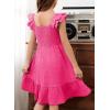 imageGirls Summer Dresses Cute Double Layer Ruffle Sleeve Smocked Flowy Dress 615 YearsRose Red