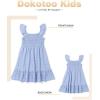 imageGirls Summer Dresses Cute Double Layer Ruffle Sleeve Smocked Flowy Dress 615 YearsSky Blue