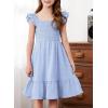 imageGirls Summer Dresses Cute Double Layer Ruffle Sleeve Smocked Flowy Dress 615 YearsSky Blue