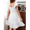 imageGirls Summer Dresses Cute Double Layer Ruffle Sleeve Smocked Flowy Dress 615 YearsWhite