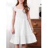imageGirls Summer Dresses Cute Double Layer Ruffle Sleeve Smocked Flowy Dress 615 YearsWhite