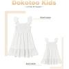 imageGirls Summer Dresses Cute Double Layer Ruffle Sleeve Smocked Flowy Dress 615 YearsWhite