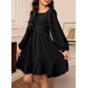 imageGirls Tie Back Off Shoulder Dress Ruffle Long Sleeve Fall Spring Dresses 415 YearsBlack
