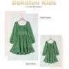 imageGirls Tie Back Off Shoulder Dress Ruffle Long Sleeve Fall Spring Dresses 415 YearsGreen