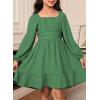 imageGirls Tie Back Off Shoulder Dress Ruffle Long Sleeve Fall Spring Dresses 415 YearsGreen