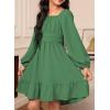 imageGirls Tie Back Off Shoulder Dress Ruffle Long Sleeve Fall Spring Dresses 415 YearsGreen