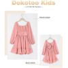 imageGirls Tie Back Off Shoulder Dress Ruffle Long Sleeve Fall Spring Dresses 415 YearsPink