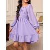 imageGirls Tie Back Off Shoulder Dress Ruffle Long Sleeve Fall Spring Dresses 415 YearsPurple