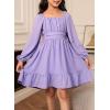 imageGirls Tie Back Off Shoulder Dress Ruffle Long Sleeve Fall Spring Dresses 415 YearsPurple