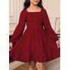 imageGirls Tie Back Off Shoulder Dress Ruffle Long Sleeve Fall Spring Dresses 415 YearsRed