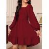 imageGirls Tie Back Off Shoulder Dress Ruffle Long Sleeve Fall Spring Dresses 415 YearsRed