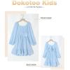 imageGirls Tie Back Off Shoulder Dress Ruffle Long Sleeve Fall Spring Dresses 415 YearsSky Blue