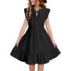 imageGirls Dresses Ruffle Trim Sleeveless V Neck Casual ALine Flowy Dress with PocketsBlack