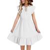 imageGirls Dresses Ruffle Trim Sleeveless V Neck Casual ALine Flowy Dress with PocketsWhite