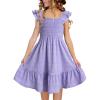 imageGirls Summer Dresses Cute Double Layer Ruffle Sleeve Smocked Flowy Dress 615 YearsPurple