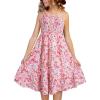 imageGirls Sundress Summer Boho Sleeveless Strap Smocked Tiered Dresses 615 YearsPink