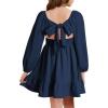 imageGirls Tie Back Off Shoulder Dress Ruffle Long Sleeve Fall Spring Dresses 415 YearsNavy Blue