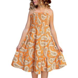imageGirls Sundress Summer Boho Sleeveless Strap Smocked Tiered Dresses 615 YearsYellow