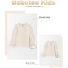 imageCute Shirts for Girls Ruffle Long Sleeve Crewneck Ribbed Knit Blouses Tops 615 YearsBeige