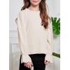 imageCute Shirts for Girls Ruffle Long Sleeve Crewneck Ribbed Knit Blouses Tops 615 YearsBeige