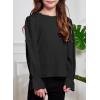 imageCute Shirts for Girls Ruffle Long Sleeve Crewneck Ribbed Knit Blouses Tops 615 YearsBlack