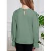 imageCute Shirts for Girls Ruffle Long Sleeve Crewneck Ribbed Knit Blouses Tops 615 YearsGreen