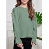 imageCute Shirts for Girls Ruffle Long Sleeve Crewneck Ribbed Knit Blouses Tops 615 YearsGreen