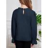 imageCute Shirts for Girls Ruffle Long Sleeve Crewneck Ribbed Knit Blouses Tops 615 YearsNavy Blue