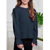 imageCute Shirts for Girls Ruffle Long Sleeve Crewneck Ribbed Knit Blouses Tops 615 YearsNavy Blue