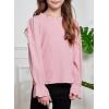 imageCute Shirts for Girls Ruffle Long Sleeve Crewneck Ribbed Knit Blouses Tops 615 YearsPink