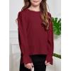 imageCute Shirts for Girls Ruffle Long Sleeve Crewneck Ribbed Knit Blouses Tops 615 YearsRed