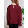 imageCute Shirts for Girls Ruffle Long Sleeve Crewneck Ribbed Knit Blouses Tops 615 YearsRed