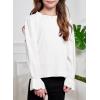 imageCute Shirts for Girls Ruffle Long Sleeve Crewneck Ribbed Knit Blouses Tops 615 YearsWhite