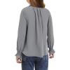 imageGirls Cute Long Sleeve Chiffon Blouses 2025 Casual V Neck Smocked Cuffs Shirts Tops 715 YearsGray