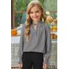 imageGirls Cute Long Sleeve Chiffon Blouses 2025 Casual V Neck Smocked Cuffs Shirts Tops 715 YearsGray